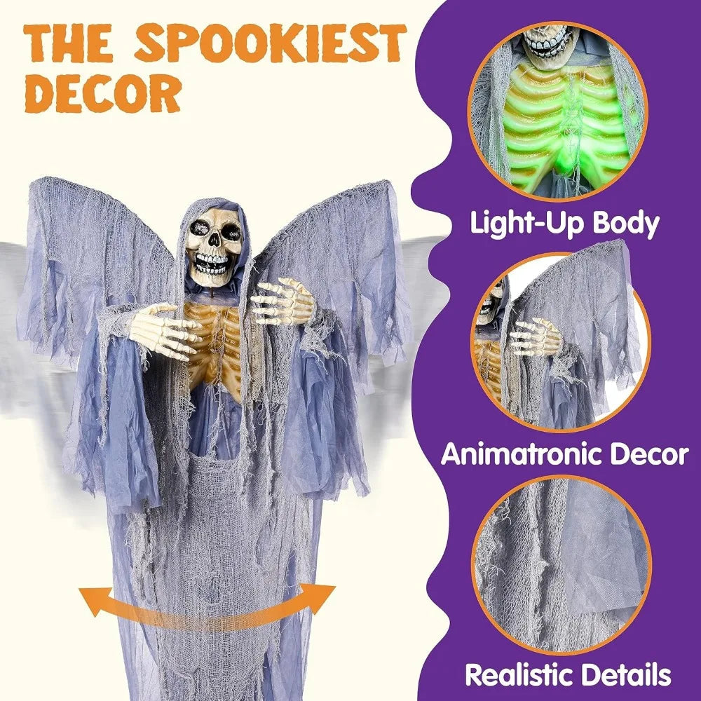 67" Halloween Animatronics Grim Reaper with Wings
