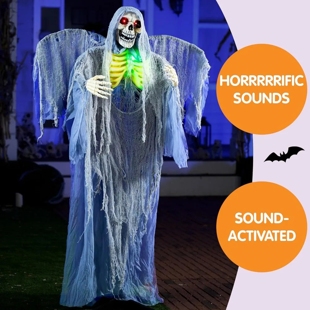 67" Halloween Animatronics Grim Reaper with Wings