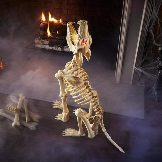 Animated LED Sit-and-Stand Skeleton Wolves (2-Pack)