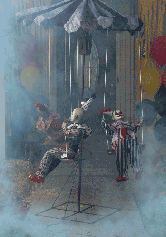 Animated 72-Inch Clown-Go-Round Halloween Prop